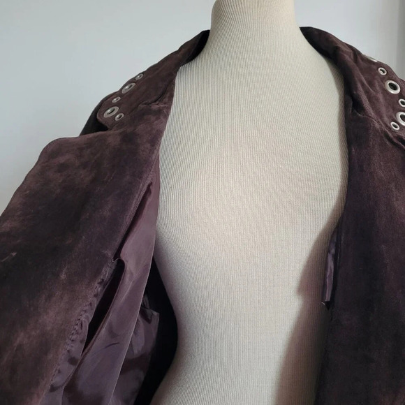Live a Little Genuine Leather Suede Vintage Boho Hippie Jacket w/Grommets (Size: - Picture 7 of 16
